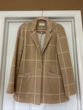 Z Supply Camel Windowpane Single-Button Blazer